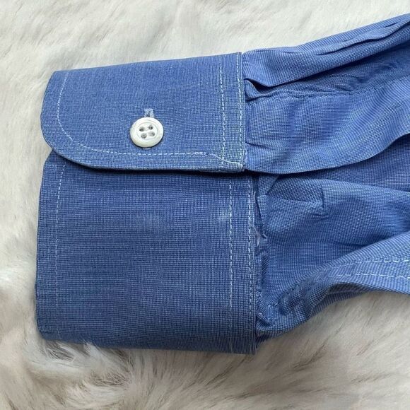 Alain Figaret Paris Button Down Dress Shirt Blue Classic size 44L - Picture 8 of 11